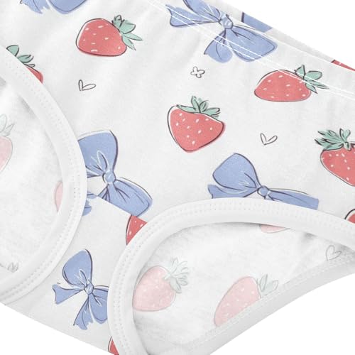 Wusikd Cute Strawberry Blue Bow Girls' Underwear Cotton Girls Briefs Soft Toddler Underwear 2T4