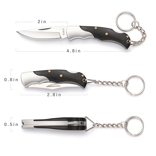 Image of Small Pocket Knife, EDC Pocket Knife, D2 Stainless Steel and Wood Handle, Small Knife, Blade Length 2in