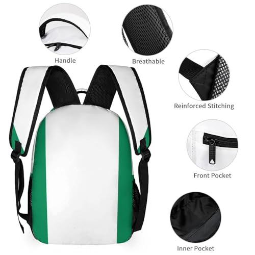 Nigeria Flag Cute Backpacks Set Lightweight Lunch Bag Aesthetic Pencil Cases for Travel Work3