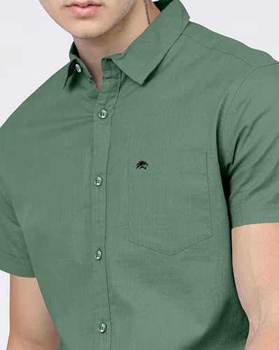 Image of BRUCEWANE Men's 100% Cotton Half Sleeve Shirt