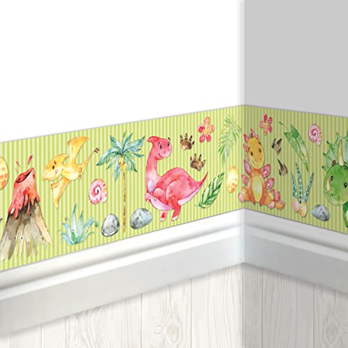 Papierdrachen Bordo per bambini Dino | Bordo per cameretta dei bambini | Carta da parati per bambini | abbellimento di pareti e camere a tema | Decorazione da parete per ragazzi e ragazze - Set 4