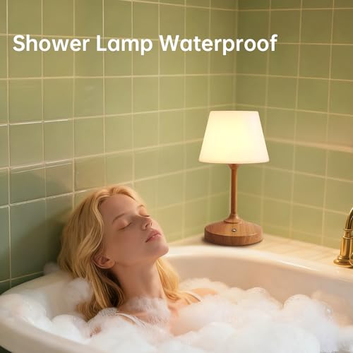 Image of Dawnwake Table Lamp Cordless Lamp,Outdoor Waterproof Shower Lamp,5000mAh Rechargeble Battery Operated Lamps Dimmable Touch Desk Lamps,LED Night Light for Bathroom Patio Camping Restaurant Home