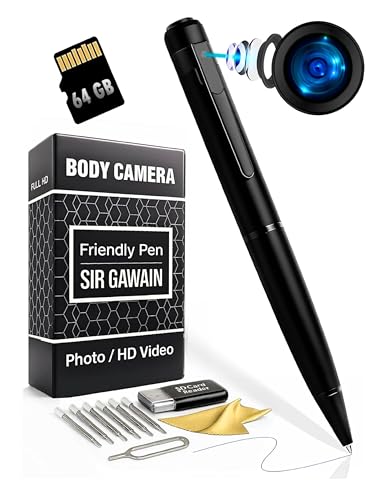 SIRGAWAIN Premium Body Camera Pen — Full HD 1080p Video & Photos, 70-Min...
