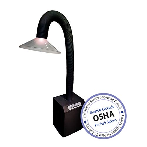 Hair Salon Chemical Source Capture System and Fume Extractor for Keratin Hair Smoothing - Black