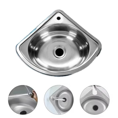 Évier de cuisine RV compact acier inoxydable petit lavabo d'angle triangle - 6
