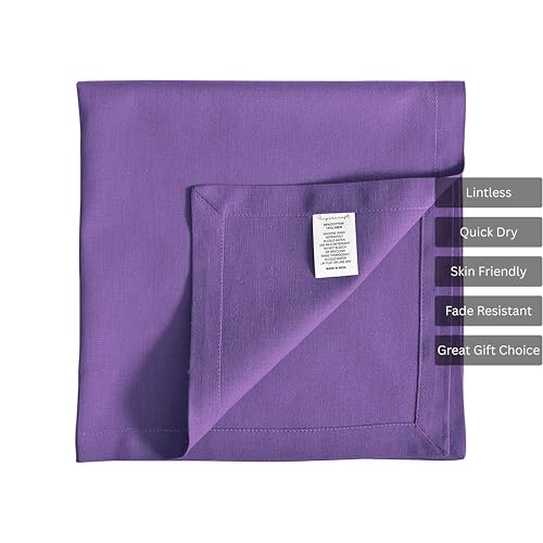 Image of FINGERCRAFT Table Napkins 18x18 Inches Set of 6 Cotton Linen Blend Fabric Dinner Cloth Napkins Washable and Reusable, Good Absorbency for Home, Parties, Hotels (Purple)