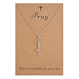 SANNYRA Pray Necklace for Women - Stainless Steel Necklaces for Womens - Inspirational Pendant Gift for Her