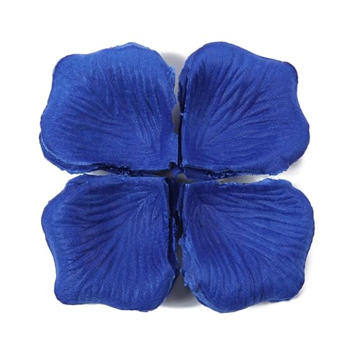 THINCAN 100 Total de Pétalos De Rosa Artificiales Para Decoración Romántica De Bodas Día De San Valentín Cumpleaños Y Cenas Propuesta Decoraciones De Ceremonia, Azul oscuro., Talla única