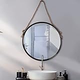 Mirrorize Round Rope Hanging Mirror 24' for Living Room Wall Decor, Decorative Circle Mirror,...