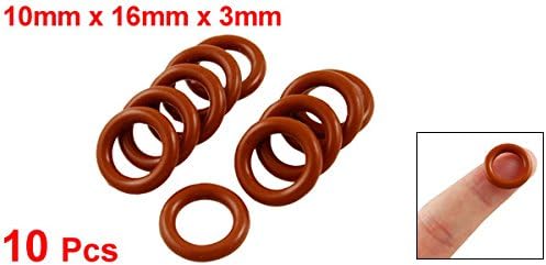 sourcingmap Silicone O-Ring, 16mm OD, 10mm ID, 3mm Width, VMQ Seal Rings Gasket, Red, Pack of 10 - Image 3