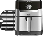 Friteuse à air T-fal Easy Fry and Grill, acier inoxydable, 4.4Quart/4.2L, plaque de gril en fonte, livre de recettes numériques