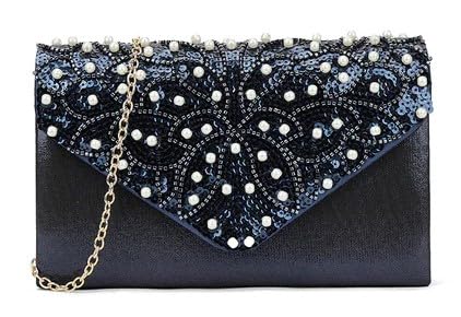 Pochette de soirée en satin et perles idéale pour les fêtes