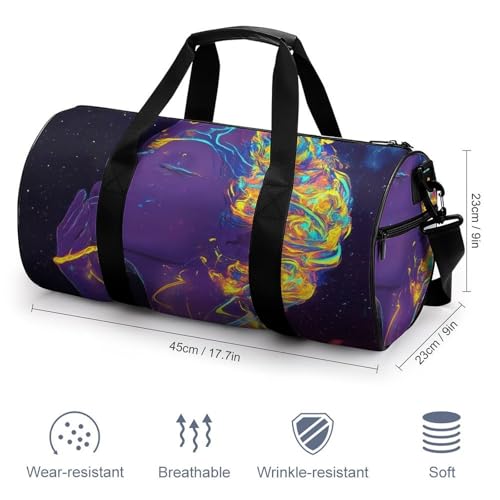 Men Women Duffel Bag, Waterproof Weekender Overnight Shoulder Bag Large Gym Sport Bags Trippy Moon Goddess Art Travel Storage Handbag2