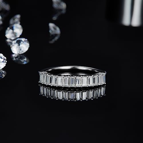 Gem's Beauty 1.0Ct Moissanite Classic Half Eternity Wedding Band Ring in 925 Sterling Silver (Size 5-10)4