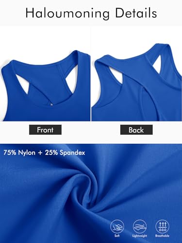 Image of Haloumoning Girls Athletic Tank Tops Racerback Sleeveless Dry Fit Active Sports Running Yoga Shirts
