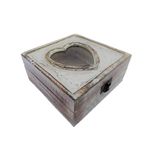 RAYHER 62296000 Holz Schatulle Rahmen FSC Mix Credit, 25 x 14 x 6 cm 4 Geschenkhaus-Tom Schatzkiste mit Herz für Bild Schatztruhe Truhe Holztruhe Holzbox Box 15x15x7 cm Massivholz im Shabby Chic Look
