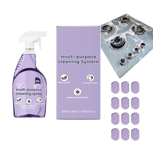 Sprays Nettoyants Multi-usages,Sprays Nettoyants avec Tablettes de Nettoyage Concentrées,Spray de Nettoyage tout Usage,Spray Nettoyant Multi-surfaces pour la Maison et la Cuisine,12 Tablettes