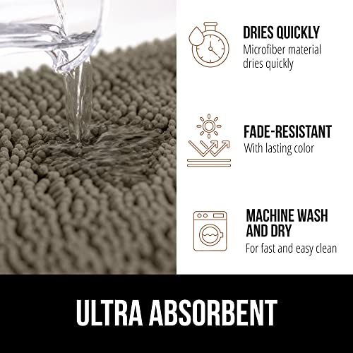 Image of GORILLA GRIP Bath Rug Mat 48x24, Thick Soft Absorbent Chenille, Quick Dry Microfiber Mats, Rubber Backing Washable Shower Floor Rugs, Bathmat Runner, US Designed Bathroom Home Decor Accessories Latte