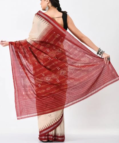 Image of Nuapatna Cotton Saree of Odisha Ikkat Orissa Traditional Handloom Sari | Bomkai | Pata | Nuapatana | sambalpuri saree | khandua patta sare | without Blouse S6
