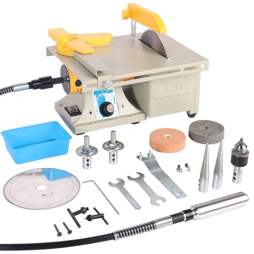 Bench Buffer Polisher,0-10000 RPM Adjustable Benchtop Grinder with 2PCS 4" Cotton Wheel,3PCS 3" Abrasive Fiber Wheels & Polishing Compound for Metal Jewelry Wood