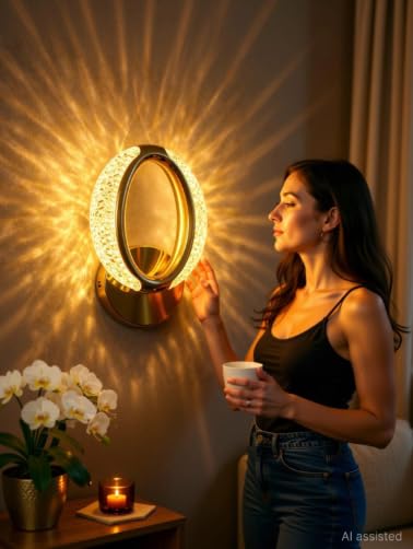 Image of Modern Crystal LED Wall Light, Decorative Indoor Wall Lamp with Warm White Lighting, Stylish Wall Mounted Light for Living Room, Bedroom, Hallway, (Pack of 4)
