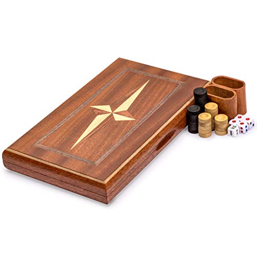 Yellow Mountain Imports Wooden Inlaid Backgammon Game Set, Sentinel - 11 Inches - Wooden Playing Pieces And Accessories #TOP2