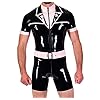 Rubber Club Latex Catsuit Cosplay Uniform Zwart Roze Bodys 0.4m