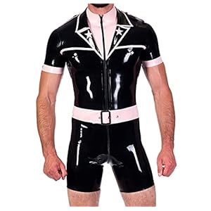 Rubber Club Latex Catsuit Cosplay Uniform Zwart Roze Bodys 0.4m
