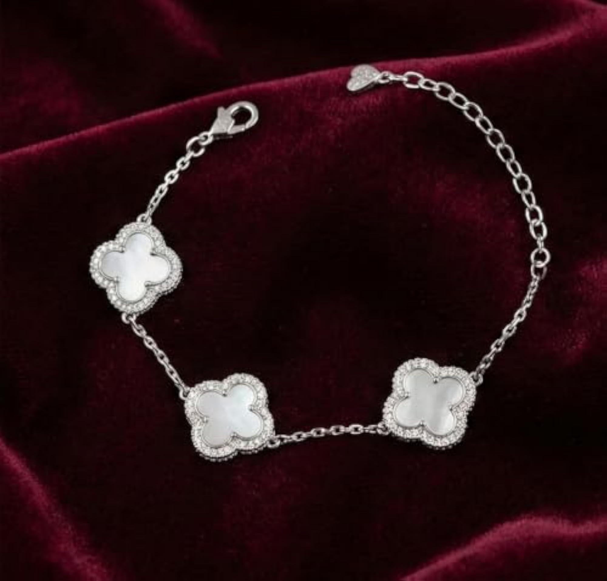 Women's Luminous Clover 925 Silver Bracelet, Elegant