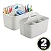 mDesign Plastic Small Office Storage Organizer Utility Tote Caddy with Handle for Cabinets, Desks, Workspaces - Holds Desktop Office Supplies, Pencils, Staplers Lumiere Collection, 2 Pack, Light Gray