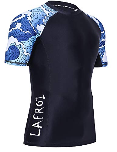 LAFROI Men's Short Sleeve UPF 50+ Baselayer Skins Compression Rash Guard (Surge, MD)