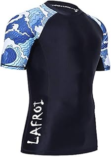 LAFROI Men's Short Sleeve UPF 50+ Baselayer Skins Compression Rash Guard (Surge, LG)