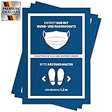 Panneau Masque obligatoire et Garder Ses Distances I 3 x Panneau de signalisation Corona I Autocollant Premium (Non Applicable)