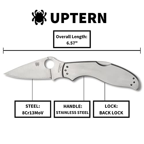 Spyderco UpTern Folding Pocket Knife with 2" 8Cr13MoV Steel Blade and Stainless Steel Handle - EDC Knife for Men and Women, Perfect for Hunting, Tactical, Camping, Survival - PlainEdge - C261P - Image 5