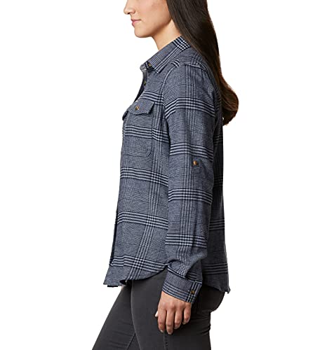 Columbia Women's Pine Street Stretch Flannel, Tradewinds Grey Glen Plaid, Medium #TOP2