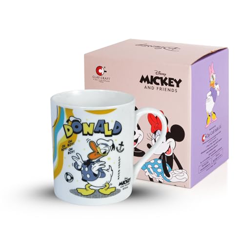 Image of Clay Craft - Official Disney Mugs : Donald Duck Print, Fine Ceramic Coffee Mug, 360 Ml |Cartoon Character Gift Mug for Kids & Adults | Microwave & Dishwasher Safe