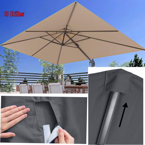 Toldo de repuesto para sombrilla voladiza 3x4 rectangular exterior caqui 4