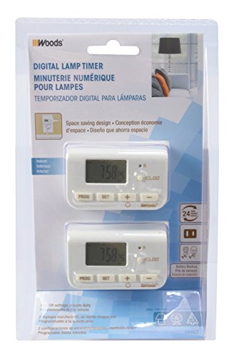 Woods 50007 50007Wd Indoor 24-Hour Digital Plug-In Timer: 2 Pac: 1 Polarized Outlet: Ideal For Automating Your Holiday Decorations And Christmas Tree Lights, 2 Pack, White #TOP3