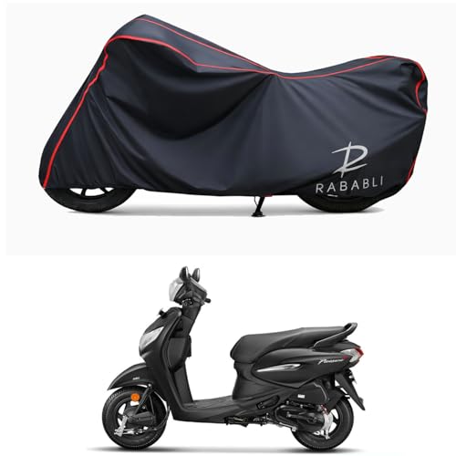 Image of Waterproof Bike Body Cover Compatible for | Hero Pleasure Plus | Taffeta Fabric, Red Piping Design, Bottom Elastic Fit | Dustproof, Sun UV & Rain Protection for All Bikes