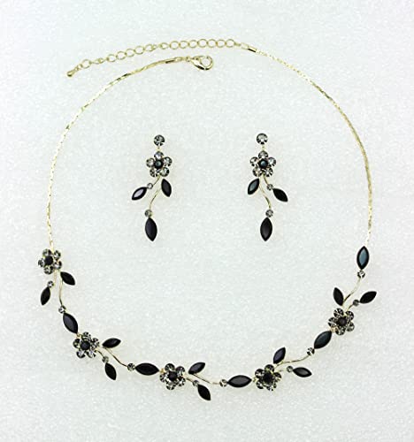 Image of Faship Gorgeous Rhinestone Crystal Floral Necklace Earrings Set