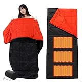 Bolsa de dormir recargable calentada para mochileros, 3 enfoques de temperatura, acuerdo USB, cable aislante flexible, poliéster permanente para mochileros, viajes, temperatura modificable, bolsa de