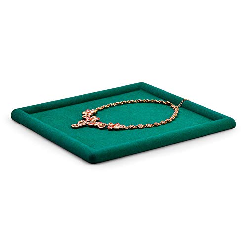 Microfiber Jewelry Tray Jewelry Display Trays Stackable Jewelry Organizer Tray Jewelry Trays For Drawer Padded Jewelry Tray for Necklace Bracelets Storage (Green)