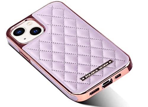 Image of PULOKA iPhone 13 Leather Cover Electroplated Back Case Royal Diamond Specially Designed Cover for Apple iPhone 13 6.1 inchinch - Purple