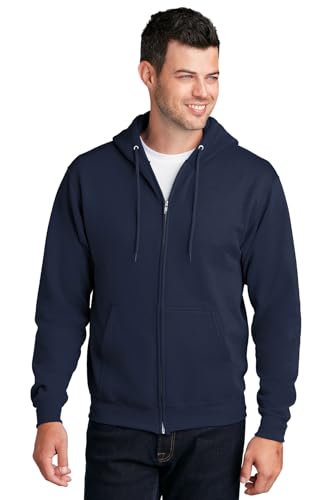 Port & Co Classic Fleece Full-Zip Hooded Sweatshirt-PC78ZH-2XL-Navy