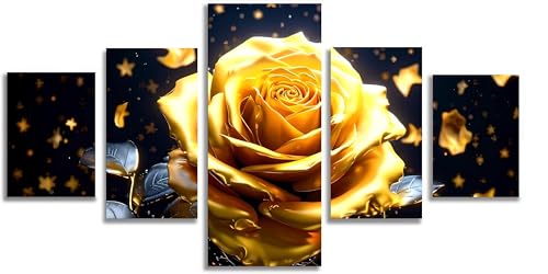 Diamond Painting Rose Jaune pour Décoration Murale de Salon Grand Format