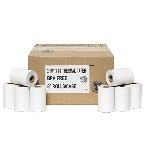 2-1/4 X 70 Thermal Paper Verifone VX520 Ingenico ICT220 ICT250 First Data FD400 Nurit 8000 8020 STP103, 50 BPA Free Rolls by Rollxy by PosPaperRoll - Used condition - US$22.79