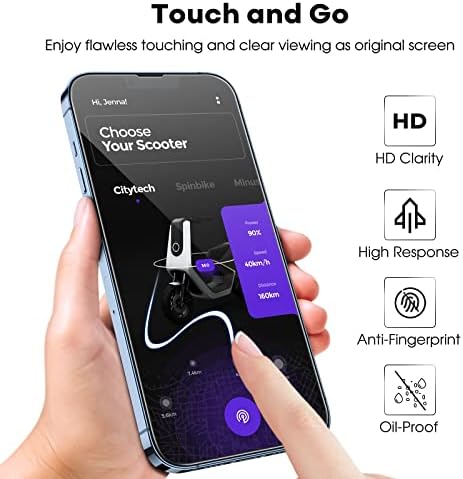 JETech Pełny Pokrycie Ochraniacz Ekranu dla iPhone 13 Pro Max 6,7 Cala, Screen Protector z Szkło Hartowane Film Folia z Narzędzie Łatwej Instalacji, Przyjazny dla Przypadku, HD Przezroczyste, 3 Sztuki