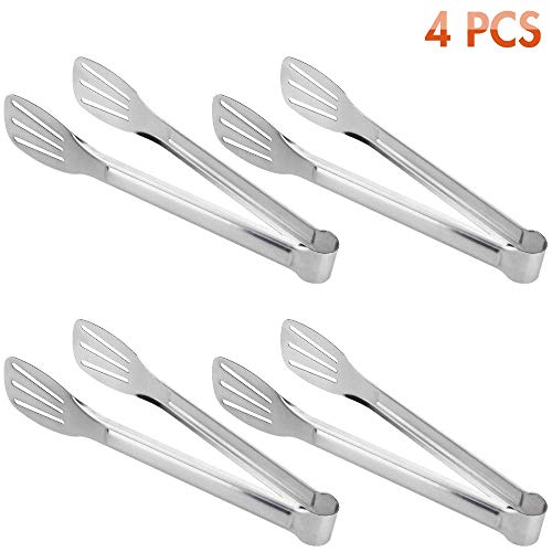 Tonmidej 4Pcs 9-Inch Cooking Tongs, Stainless Steel Serving Tongs for Barbecue, Cooking, Salad