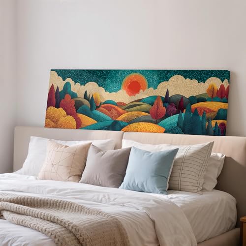 Toile panoramique collines d'art populaire de 40x120 cm pour une décoration murale grand format