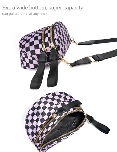 Image of FEIBOON Spacious Checkered Nylon Crossbody Bag Bum Bag Handbags Wallets for Women